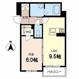 レーヴェエスポワール 1LDKの間取図画像
