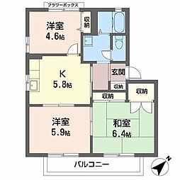 ドルチェ高石B棟 3Kの間取図画像