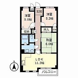 エリシオン宝塚 3LDKの間取図画像