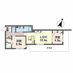 シティライツ中山寺 2LDKの間取図画像