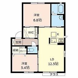 エーデルコート屋敷町 1階2LDKの間取り