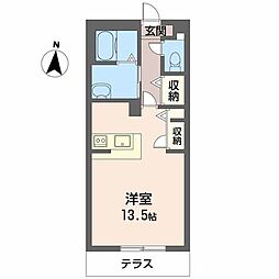 谷上平和荘 1階ワンルームの間取り