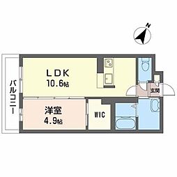 エスメラルダ谷上 1LDKの間取図画像