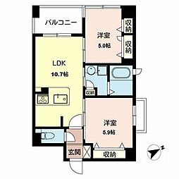 パークヴィラ住吉大社 2LDKの間取図画像