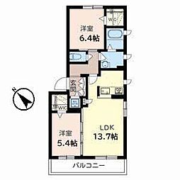 コンフォート蛍池 2LDKの間取図画像