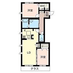 シャーメゾン今津南 1階2LDKの間取り