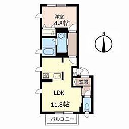 グランメール永田 1LDKの間取図画像