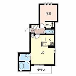 ヴェスタリア中小阪 1階1LDKの間取り