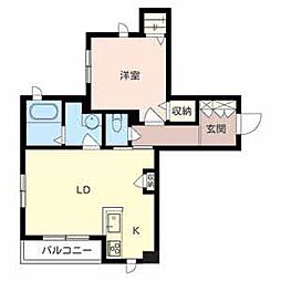 サン　クレイン　長瀬 2階1LDKの間取り