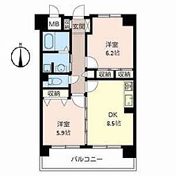 ブルーメナウ 2DKの間取図画像