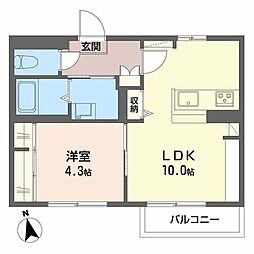 ラヴェール・杏 1LDKの間取図画像