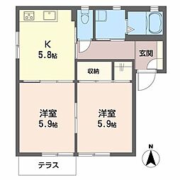 サンハイム青野 2Kの間取図画像