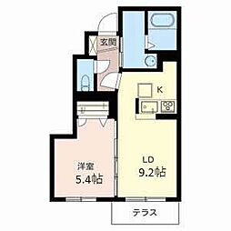 ウィスト東人丸 1階1LDKの間取り