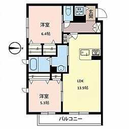 シャーメゾンヴュー 2LDKの間取図画像