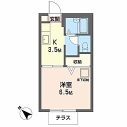 コーポフローラル2 1Kの間取図画像