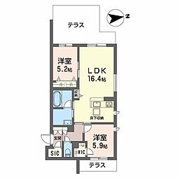 大東市氷野2丁目マンション 2LDKの間取図画像