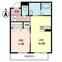 ガーデンスクエア弐番館 1LDKの間取図画像