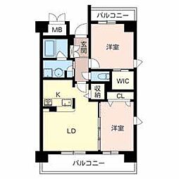 パストラル光町 2LDKの間取図画像