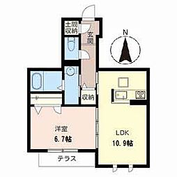 シャーメゾン太秦桂ヶ原 1階1LDKの間取り