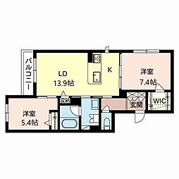 シャーメゾン　モエギ 2階2LDKの間取り