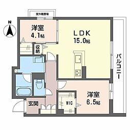 シャーメゾン　ベル　プレジール 0302 3階2LDKの間取り