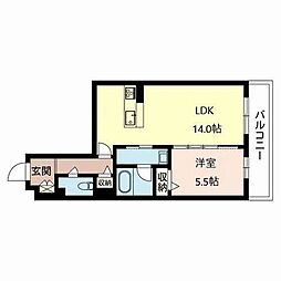 Grandtage高槻 1LDKの間取図画像