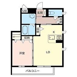 シャーメゾン高瀬09 1LDKの間取図画像