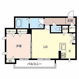 メゾンドラフィネ 1LDKの間取図画像
