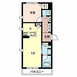マンダリーヌ 1LDKの間取図画像