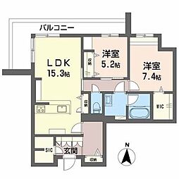 グランプルミエール 2LDKの間取図画像