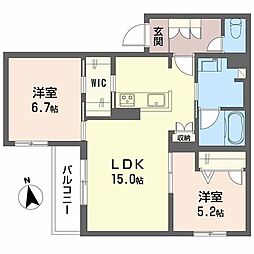 シャーメゾン セレッソ中桜塚 2LDKの間取図画像