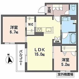 シャーメゾン セレッソ中桜塚 2LDKの間取図画像