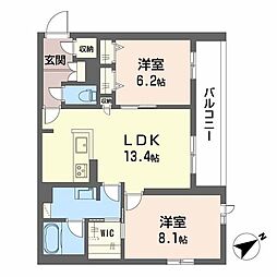 シャーメゾンエトワール 2LDKの間取図画像