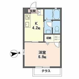 ヒルズ千里山 1Kの間取図画像