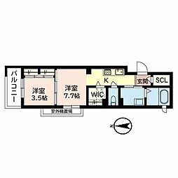 パステルC.C 1DKの間取図画像