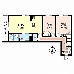 シャーメゾンビアンカ 2LDKの間取図画像