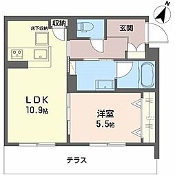 シャーメゾン玉津 1階1LDKの間取り
