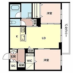 シャーメゾン　新上小阪 2階2LDKの間取り