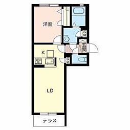 サンヒルズ阪奈 1階1LDKの間取り