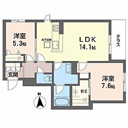 シャーメゾン深江北 1階2LDKの間取り