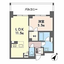リビエナ グラン 新梅田 1LDKの間取図画像