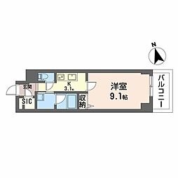 サンエール南堀江 1Kの間取図画像