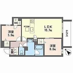 カヴァリエーレ 2LDKの間取図画像