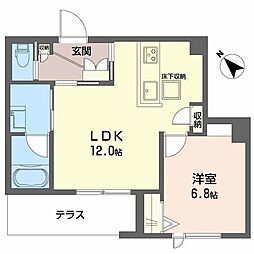 カヴァリエーレ 1LDKの間取図画像
