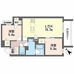 カヴァリエーレ 2LDKの間取図画像