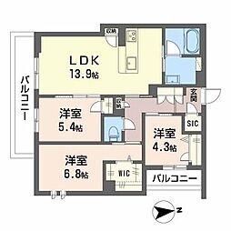 シャーメゾンぺルネチア 3LDKの間取図画像