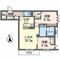 シャーメゾンSAWA 2LDKの間取図画像