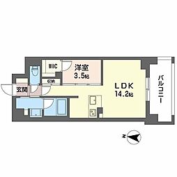 セントリヴィエ大阪梅田 1階1LDKの間取り