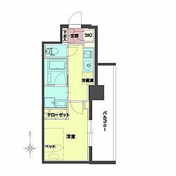 セルン新町 6階1Kの間取り