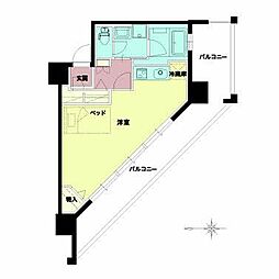 セルン新町 7階ワンルームの間取り